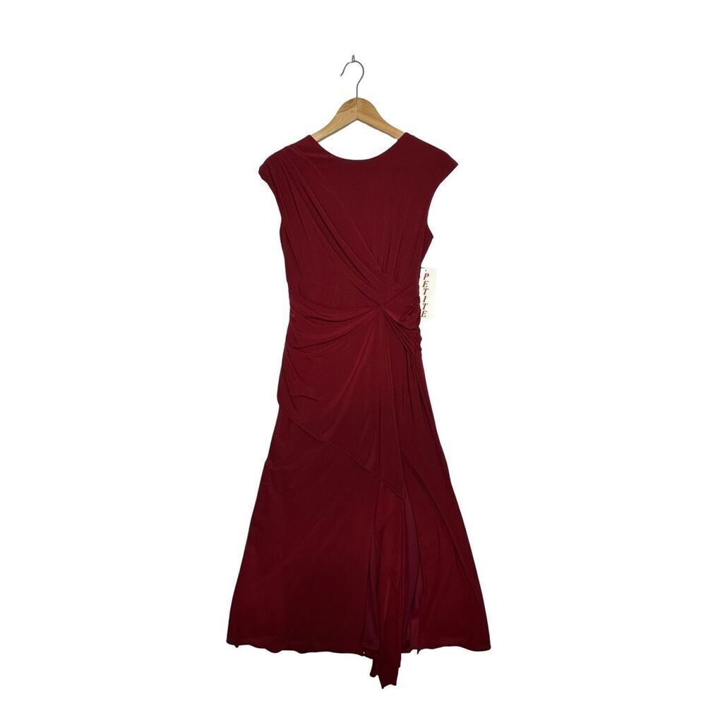 BETSY & ADAM Petite Cap Sleeve Gathered Gown Deep Burgundy Size 6P - Picture 8 of 17